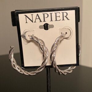 Napier Silver Braided Hoop Earrings
